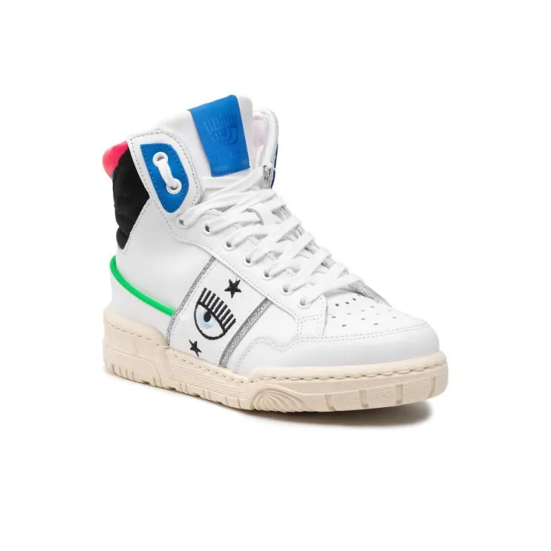 CHIARA FERRAGNI CF1 High Skateboard Shoes Women's White Red-1