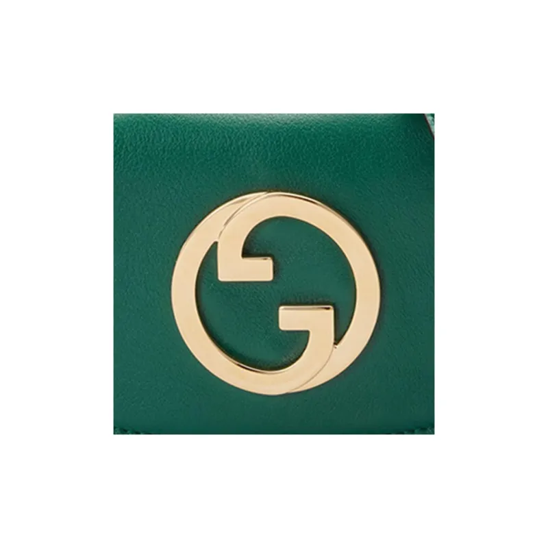 GUCCI Blondie Leather Clip Wallet Saddle Bag Shoulder Bag Crossbody Bag Men's Green-4