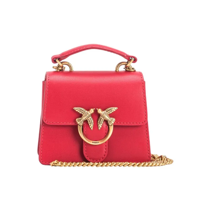 PINKO LOVE Series Soft Leather Handbag Shoulder Bag Women's Red-0