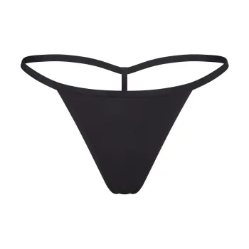 SKIMS COTTON LOGO STRING THONG Underpants Women's 1 Pack SOOT/Smoke Gray