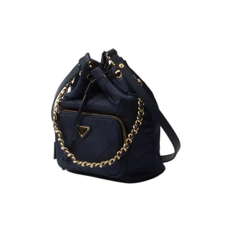 PRADA Re Nylon Fabric Bucket Bag, Crossbody Handbag, Shoulder Bag Women's Blue-1