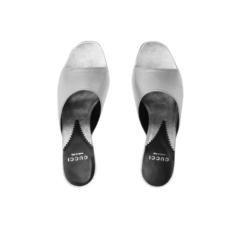 GUCCI Slide Slippers Women's Silver-4