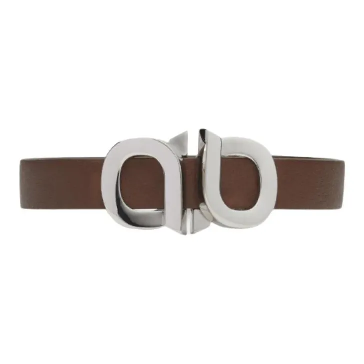 Ferragamo Gancini buckle Leather Bracelet-0
