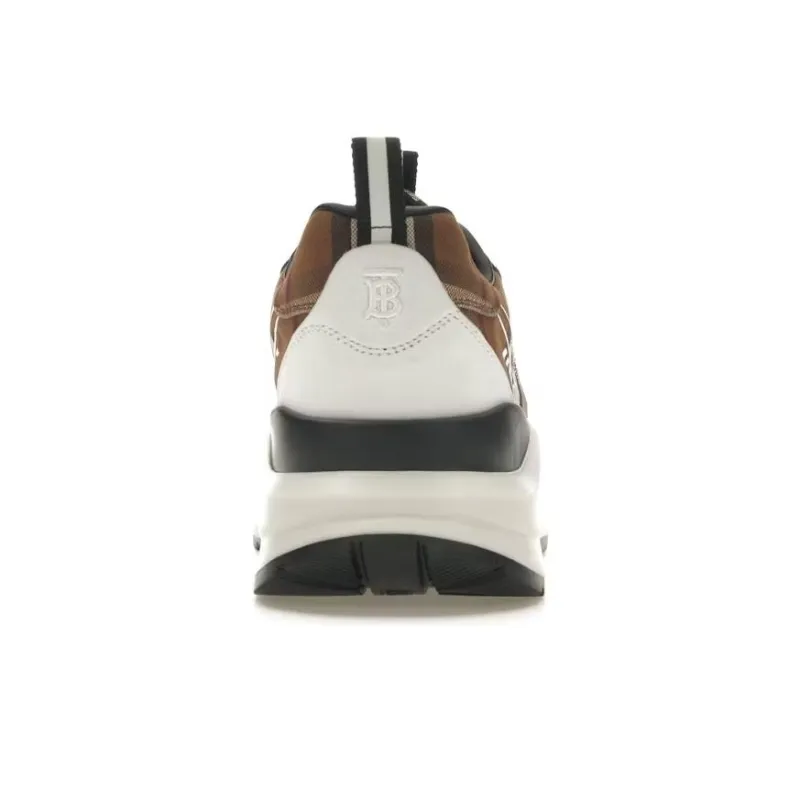 Burberry Vintage Check Cotton And Leather Sneakers Dark Birch Brown White-4