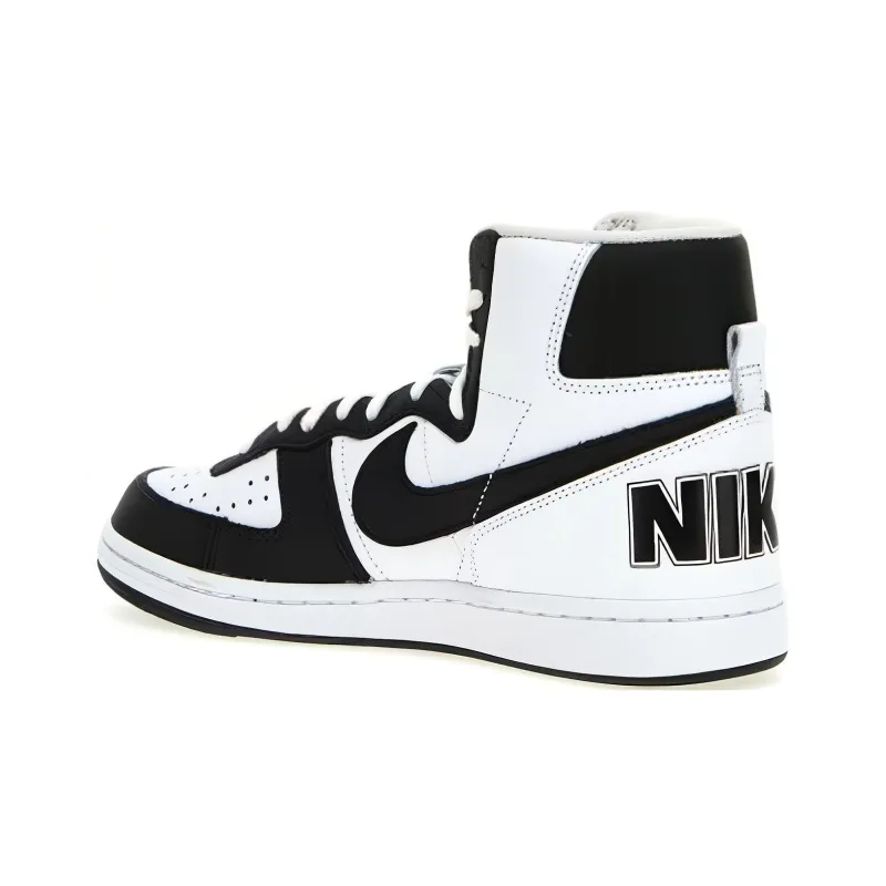 CDG x Nike High Top Skateboard Shoes Men's Black White-1