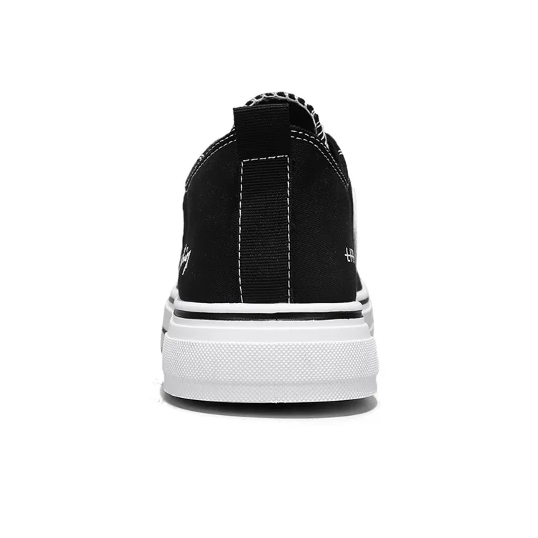 Little Daisy Small Daisy Height Increasing Wear-Resistant Breathable Slip-Resistant Low-Top Canvas Shoes Men's Black-5