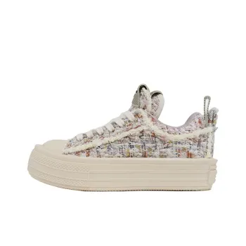 FORESHADOW 'Double Uni' 2.0 Floral Garden Lightweight Height Increasing Low Top Canvas Shoes Unisex Multicolor