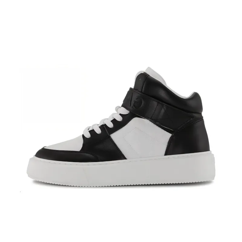 GANNI Wear Resistant High Top Skateboard Shoes Unisex Black White-0