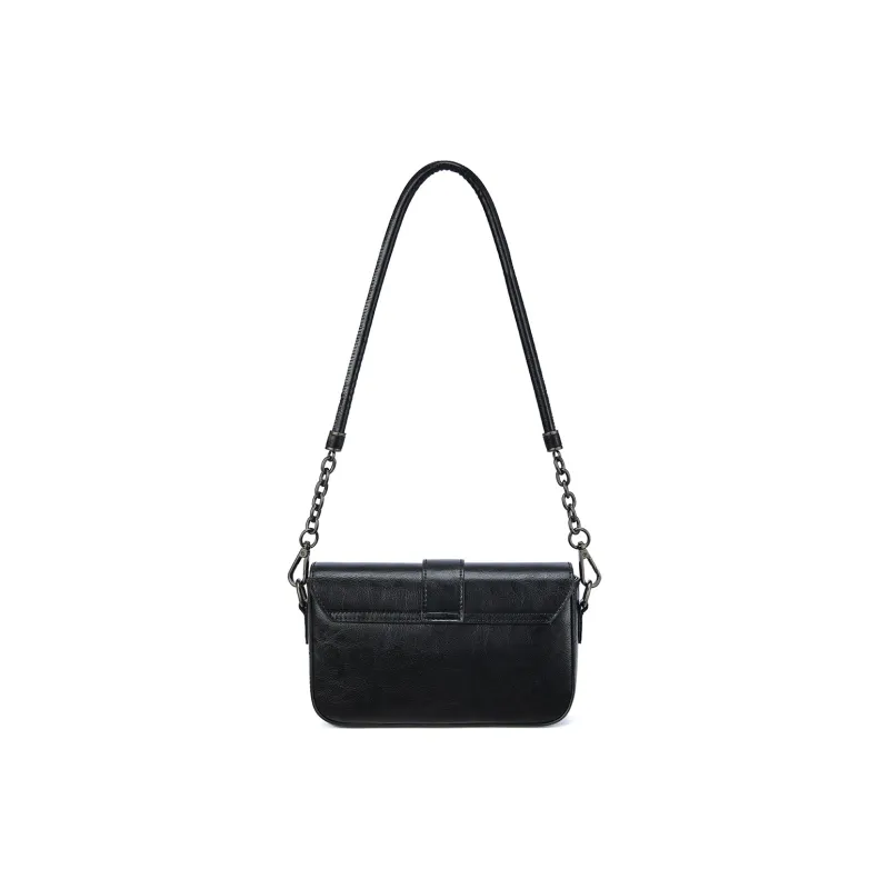 RED DRAGONFLY Cow Leather Small Square Bag, Chain Bag, Shoulder Bag Regular Women's Black-2