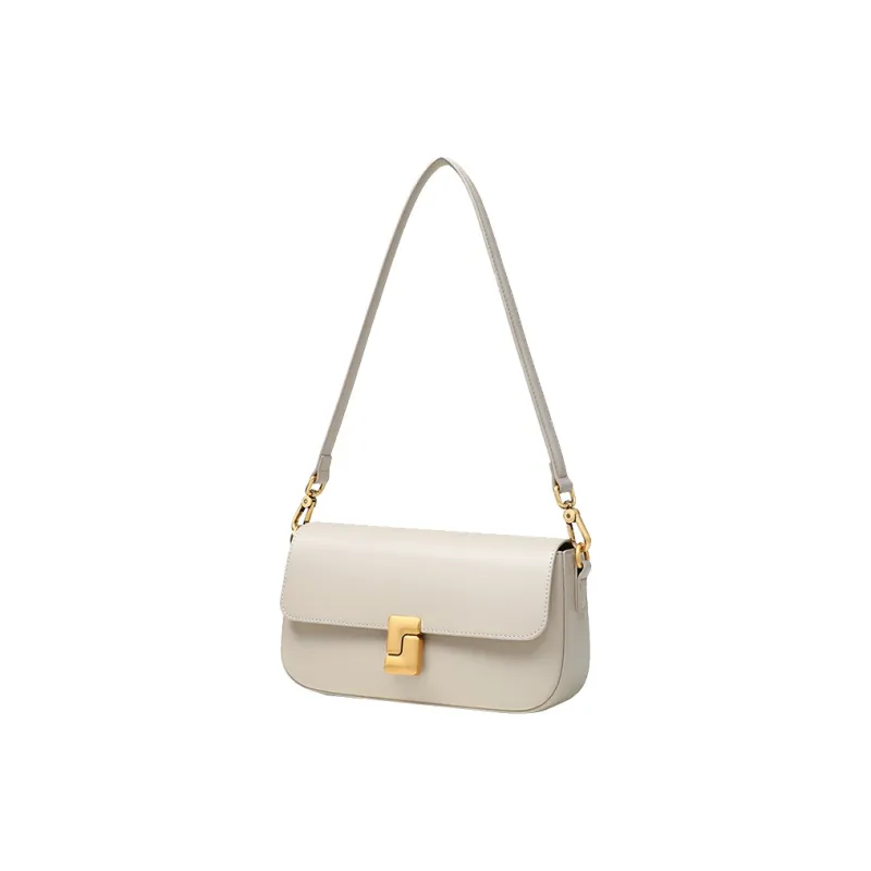 Kevin Cohen Cow Leather With Synthetic Leather Underarm Crossbody Bag, Shoulder Bag Regular Women's Milkshake White-1