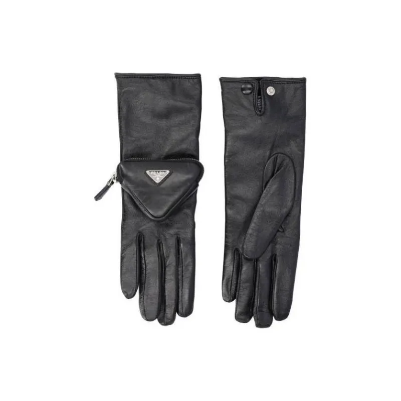 PRADA Logo Pouch-Detailed Gloves-1