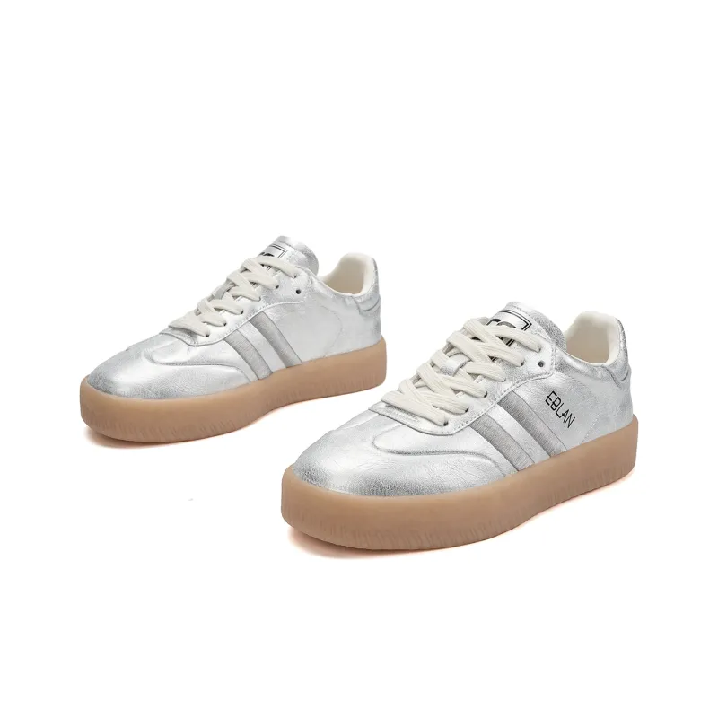 EBLAN Low Top Skateboard Shoes Women's Silver-3