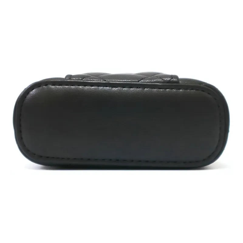 CHANEL Litchi Cow Leather One Shoulder Crossbody Cell Phone Pouch Women's Black-2