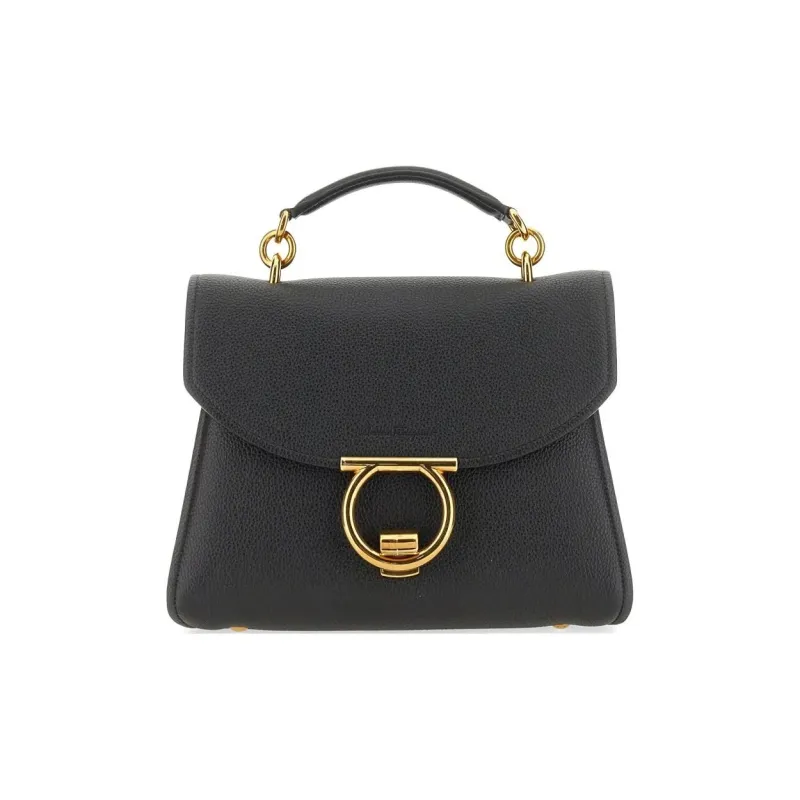 FERRAGAMO Leather Tote Bag, Shopping Bag, Handbag Women's Black-0