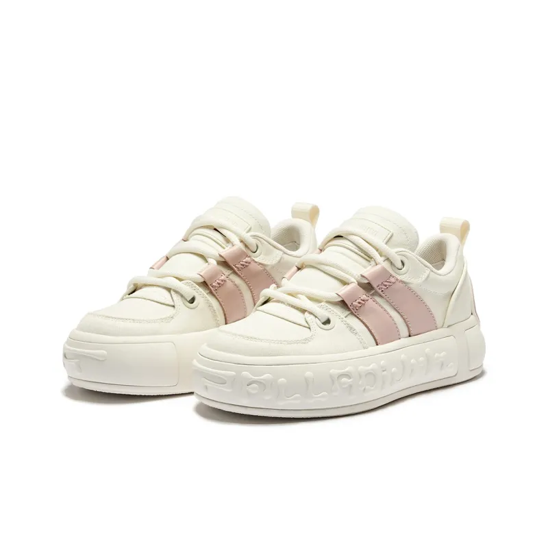 Palladium Balanced Wear Resistant Low Top Skateboard Shoes Women's Pink White-2