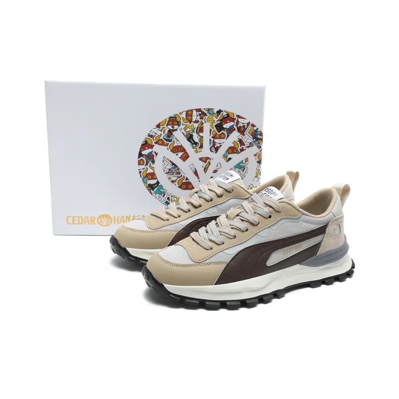 CEDAR HAN Casual Shoes Unisex Low Top Beige Blue/Beige Green */Milk Tea-7