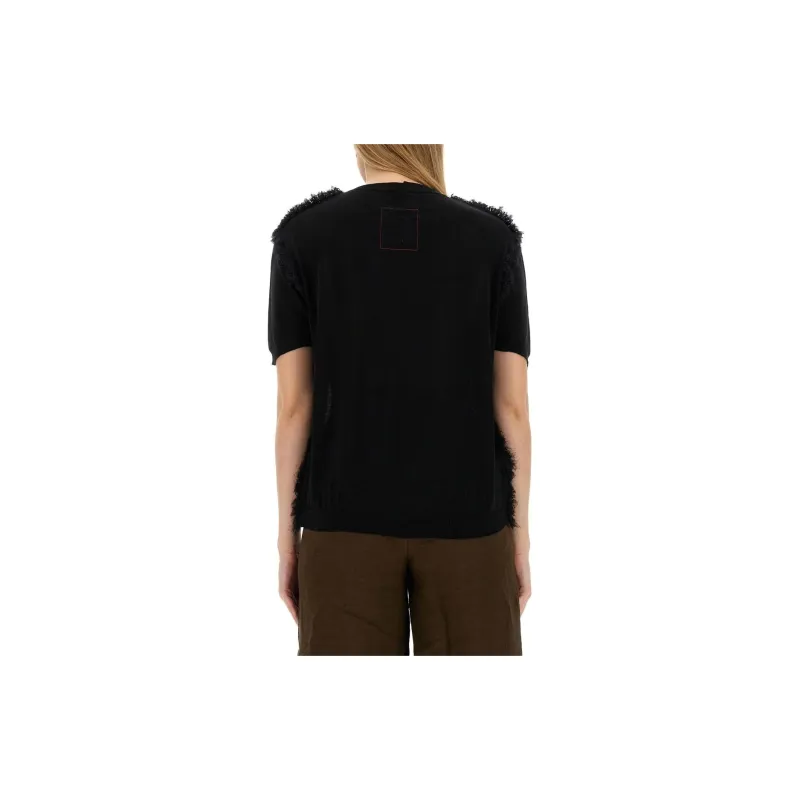UMA WANG Fringe Detailed Crewneck Top-1