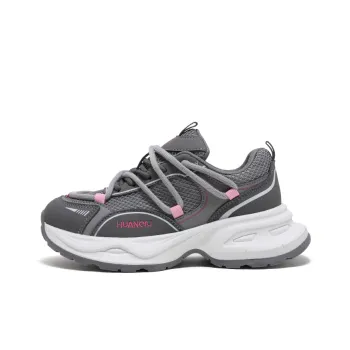HUANQIU Breathable Lightweight Low Top Chunky Sneakers Women's Gray Pink