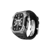 Black Case Silver Bezel, Black Strap