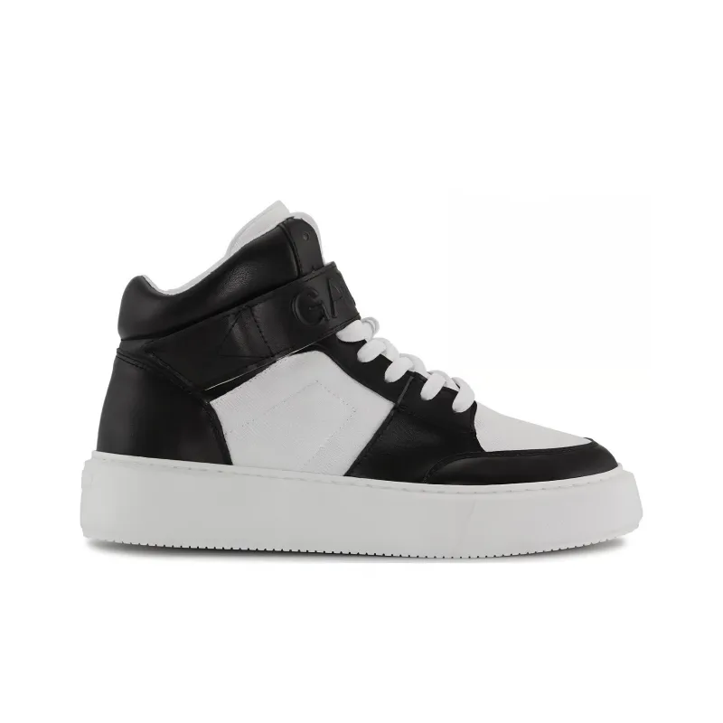 GANNI Wear Resistant High Top Skateboard Shoes Unisex Black White-1