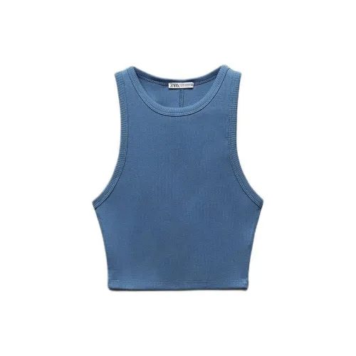 ZARA Tank Tops Women's Light Blue