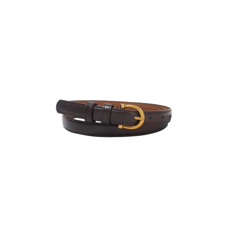 FUO Minimalist Style Gold Head Fashion Casual Everyday Casual Minimalist Style Trendy Leather Belts Women's Width 1.8cm-4