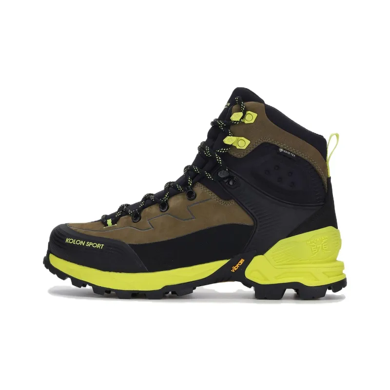 KOLON SPORT Slip Resistant High Top Outdoor Shoes Unisex Brown Black Yellow-0