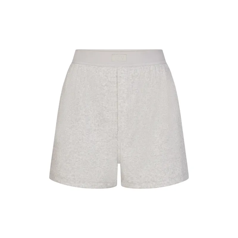 SKIMS COTTON RIB LOOSE BOXER Boxer Shorts Women's 1 Pack Light Heather Grey-0