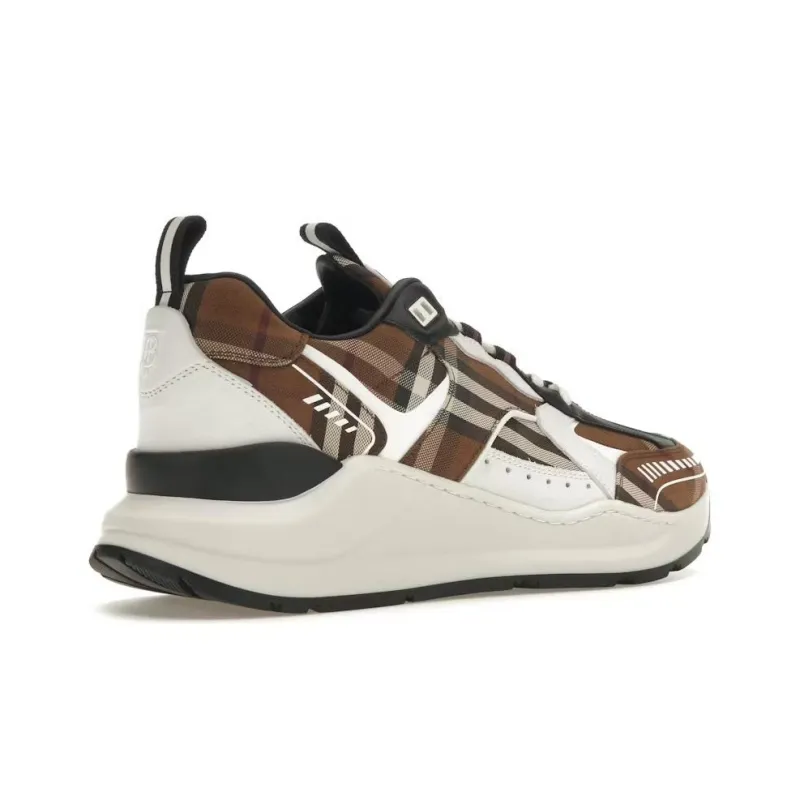 Burberry Vintage Check Cotton And Leather Sneakers Dark Birch Brown White-3