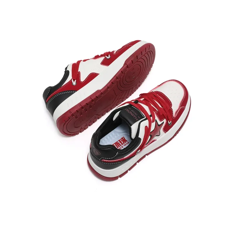 HUANQIU Wear resistant And Lightweight Low Top Skateboard Shoes Women's Burgundy-4
