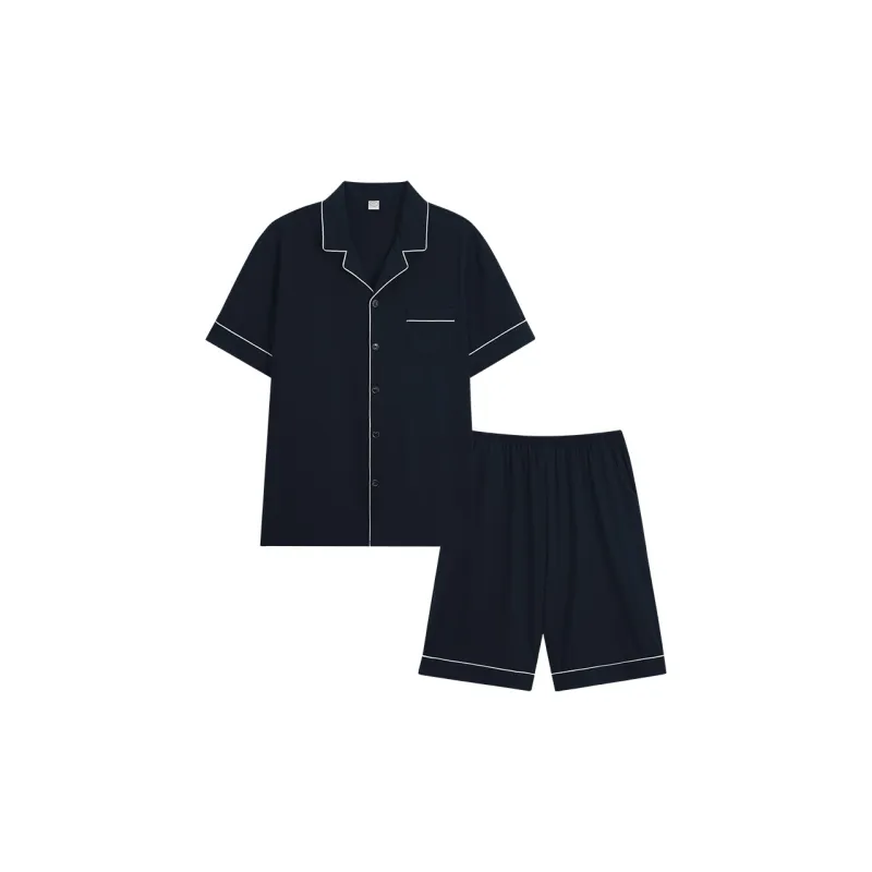 Sha Qian Pajama Set Summer Men's Black-0