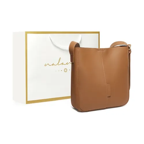 Narandu Cow Leather Bucket Bags Shoulder Bags Regular Women's Cocoa Brown/Ecru & Apricot