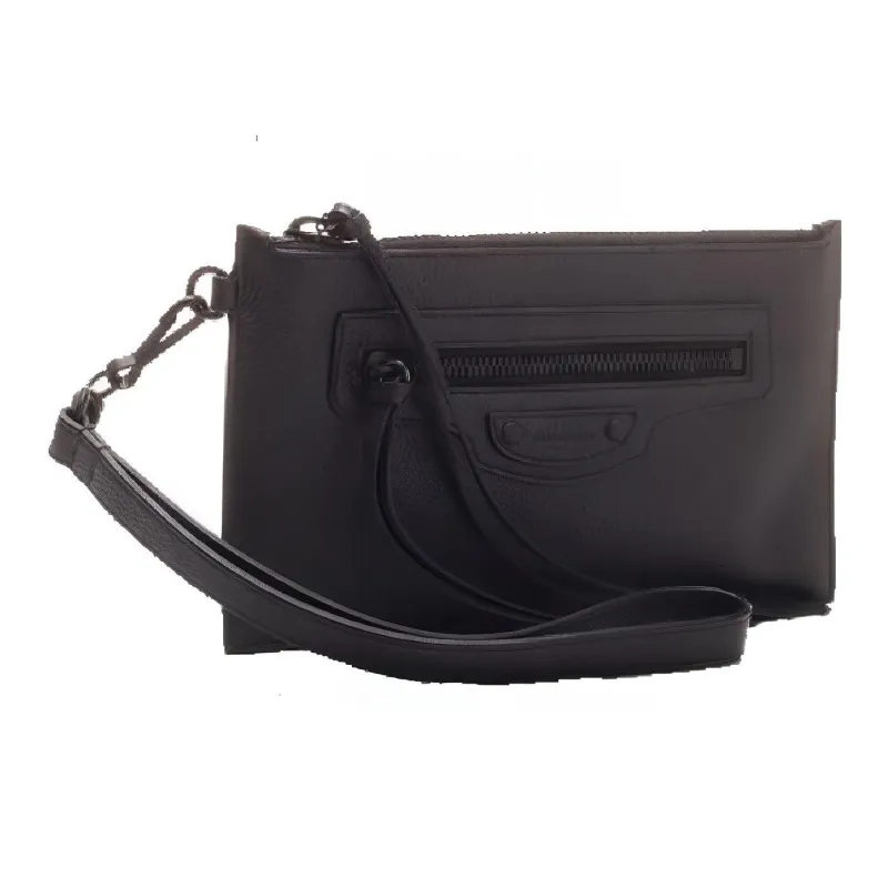 Balenciaga Neo Classic Leather Clutch Handbag Women's Black-2