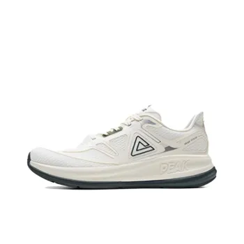 PEAK Cushioned Wear Resistant Breathable Low Top Running Shoes Men's White Green Special Shoebox Version