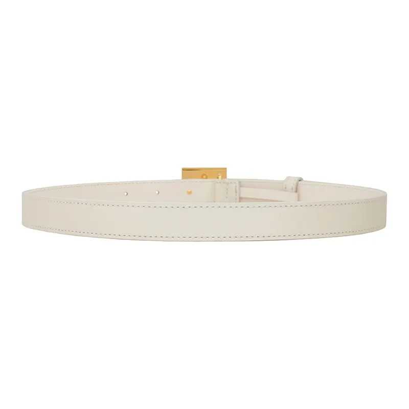GIVENCHY Badge Design Leather Belts Women's White Width 1.9CM-1