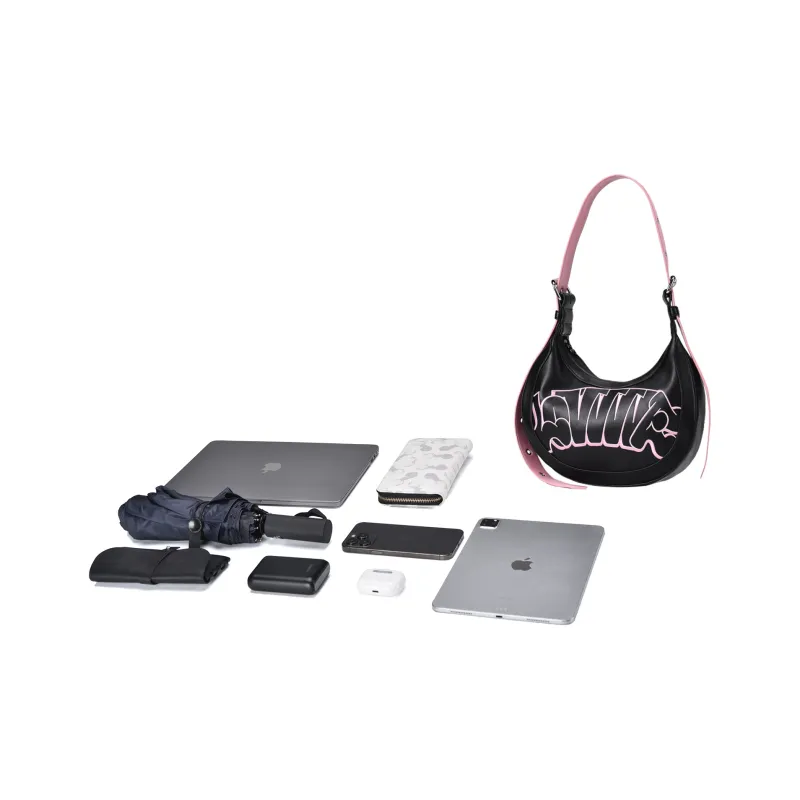 LOVVVVE PU Shoulder Bag, Shoulder Bag Regular Women's Black-3