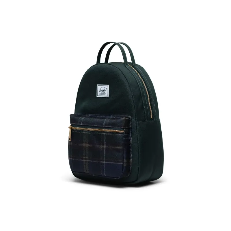 Herschel Nova Series Recycled Fabric Backpack Mini Unisex Dark Green Plaid-1