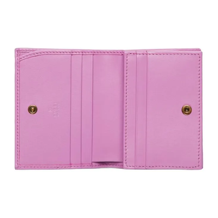 GUCCI Canvas With Leather Binding Card Women's Light Purple & Yellow-5