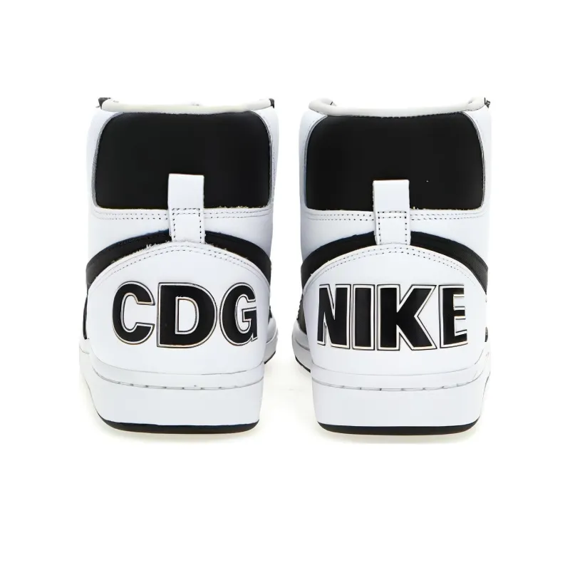 CDG x Nike High Top Skateboard Shoes Men's Black White-3