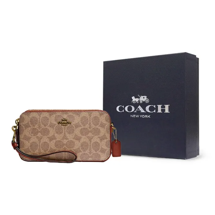 COACH Kira Leather Shoulder Bag Crossbody Bag Women's Brown & Khaki Monogram-8
