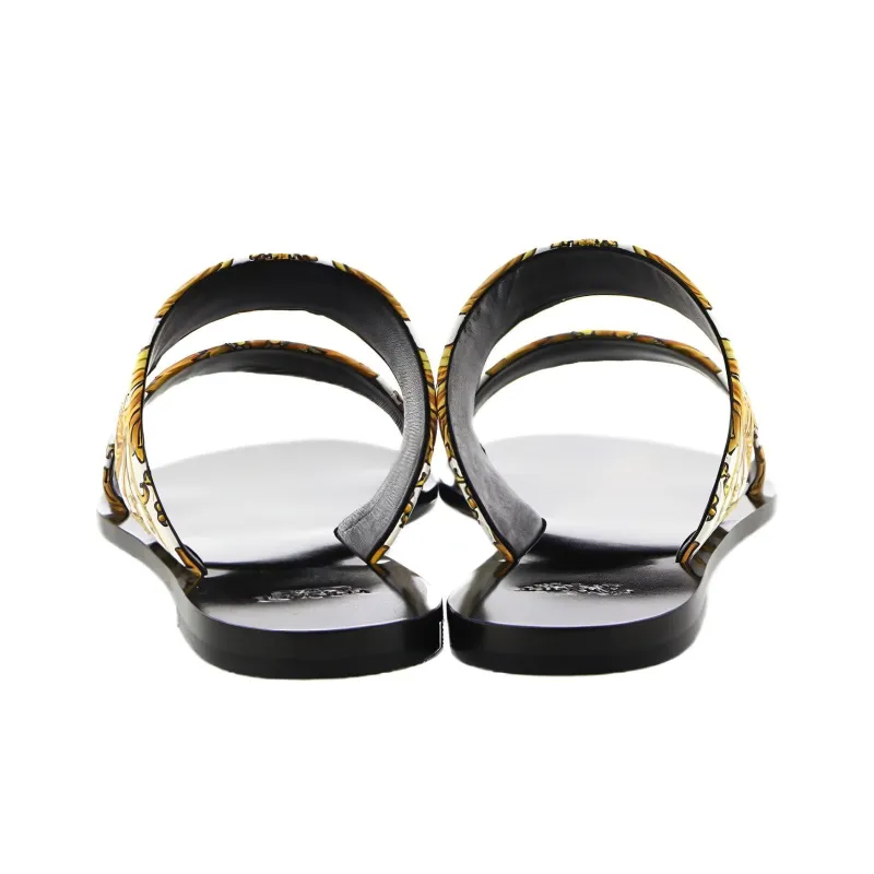 VERSACE BAROQUE Slide Slippers Women's Black Gold-4