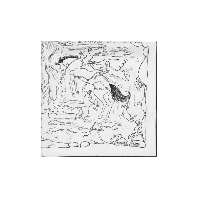 HERMES Silk Scarves Unisex White-1