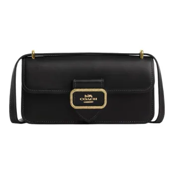COACH Calfskin Baguette Bag Shoulder Bag, Crossbody Bag Small Size Women's Black