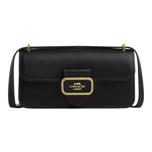 COACH Calfskin Brick Bag Shoulder Bag, Crossbody Bag Small Size Women's Black