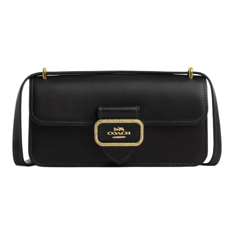 COACH Calfskin Baguette Bag Shoulder Bag, Crossbody Bag Small Size Women's Black-0