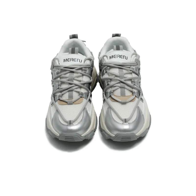 Meiretu Anti Slip Wear Resistant Low Top Chunky Sneakers Men's Gray-3
