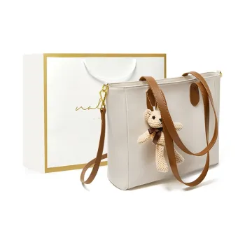 Narandu Cow Leather Patchwork Synthetic Leather Shoulder Bag Large Size Women's Cheese Color