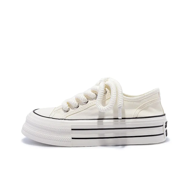 Miss Zhang Anti-Slip And Wear-Resistant Lightweight Height Increasing Cushioning Low-Top Canvas Shoes Women's-0