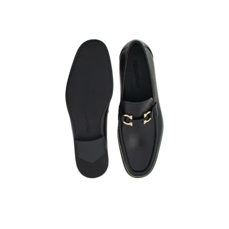 FERRAGAMO Gancini-plaque Leather Loafers-5