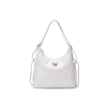 UNITE STAR PU Tote Backpack Backpack Double-Shoulder Shoulder Bag Women's Silver/Black/Cream White